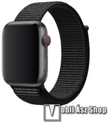 XINCUCO Okosóra szíj - szövet, tépőzáras - FEKETE - Apple Watch Series 1/2/3 42mm / 4/5/6/SE 44mm / 7/8 45mm / Ultra 49mm