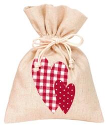 Dísztasak textil 20x15cm natúr szív mintával (3713 00)
