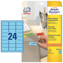 Avery Zweckform 63, 5*33, 9 mm-es Avery Zweckform A4 íves etikett címke, kék színű (20 ív/doboz) (L6032-20) - cimke-nyomtato