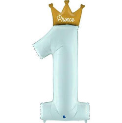 Grabo Balon folie cifra 1 albastru pal cu coroana si Prince 117 cm - articole-petreceri - 78,99 RON