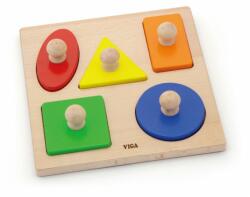 Viga Toys Puzzle Viga, Montessori cu maner, Forme geometrice (50663_001)