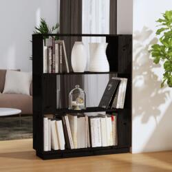 vidaXL Bibliotecă/Separator cameră, negru, 80x25x101 cm lemn masiv pin (814058) - vidaxl
