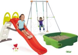 Smoby Set tobogan Toboggan Funny Smoby lungime 200 cm și leagăn cu construcţie metalică lungime de 180 cm și nisipar (SM820400-6)