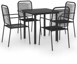 vidaXL Set mobilier de grădină, 5 piese, negru, sticlă și oțel (3060208) - comfy