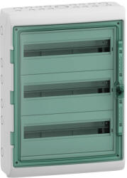 Schneider KAEDRA Kiselosztó, átlátszó ajtó, falon kívüli, 3x18 modul, szürke, 13436 (13436)