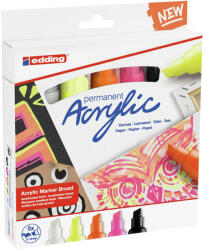 edding Marker pictura cu vopsea acrilica, 5-10 mm EDDING 5000 Acrylic Neon, 5 buc/set