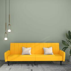 vidaXL Canapea extensibilă cu 2 locuri, galben, catifea (337543) Canapea