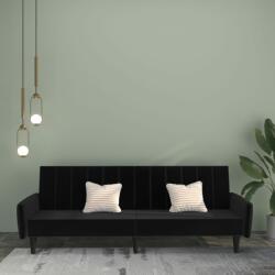 vidaXL Canapea extensibilă cu 2 locuri, negru, catifea (337542) Canapea