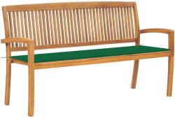 vidaXL Bancă de grădină stivuibilă cu pernă, 159 cm, lemn masiv de tec (3063311)