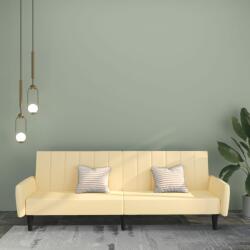 vidaXL Canapea extensibilă cu 2 locuri, crem, catifea (337545) Canapea
