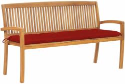 vidaXL Bancă de grădină stivuibilă cu pernă, 159 cm, lemn masiv tec (3063327)