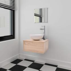 vidaXL Set mobilier baie, 4 piese, bej, cu chiuvetă și robinet (273686)