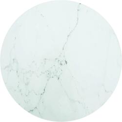 vidaXL Blat masă, alb, Ø50x0, 8 cm, sticlă securizată, design marmură (322247)