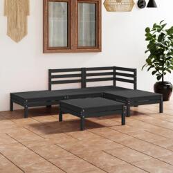 vidaXL Set mobilier de grădină, 5 piese, negru, lemn masiv de pin (3082626) - vidaxl