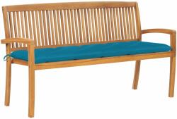 vidaXL Bancă de grădină stivuibilă cu pernă, 159 cm, lemn masiv tec (3063325)