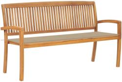 vidaXL Bancă de grădină stivuibilă cu pernă, 159 cm, lemn masiv de tec (3063309)