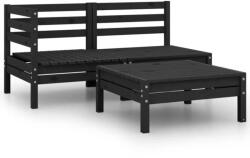 vidaXL Set mobilier de grădină, 3 piese, negru, lemn masiv de pin (806601) - vidaxl