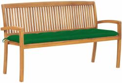 vidaXL Bancă de grădină stivuibilă cu pernă, 159 cm, lemn masiv tec (3063326)