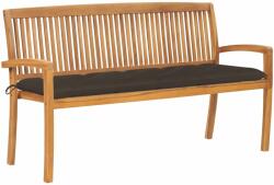 vidaXL Bancă de grădină stivuibilă cu pernă, 159 cm, lemn masiv tec (3063329)