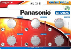 Panasonic CR2025 Lítium Gombelem x 6 db (PS-CR2025-B6)