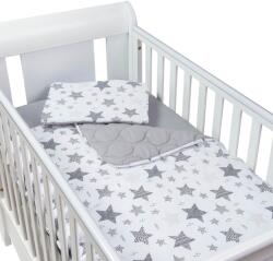 Kidizi Set lenjerie matlasata 3 piese Kidizi Magic Stars Grey, include perna, plapumioara si cearceaf (5949221105680)