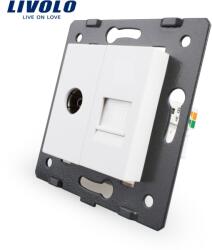 LIVOLO Priza dubla TV + telefon Livolo, Alb, C7-1VT-11 (C7-1VT-11)