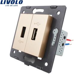 LIVOLO Priza Dubla USB Livolo, Auriu, C7-2USB-13 (C7-2USB-13)