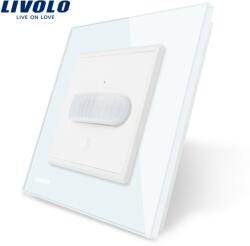 Livolo Intrerupator senzor de miscare PIR Livolo cu rama din sticla, Alb, VL-FCU-2WP-11 (VL-FCU-2WP-11)