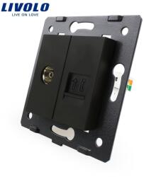 LIVOLO Priza dubla TV + telefon Livolo, Negru, C7-1VT-12 (C7-1VT-12)