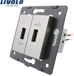 LIVOLO Priza Dubla USB Livolo, Gri, C7-2USB-15 (C7-2USB-15)