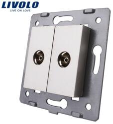 LIVOLO Priza dubla TV Livolo fara rama din sticla, Gri, C7-2V-15 (C7-2V-15)