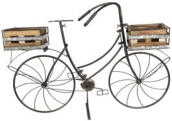 Clayre & Eef Suport de flori tip Bicicleta din fier maro cu 2 suporturi pentru ghivece din lemn natur 85 cm x 30 cm x 58 h (5Y0546)