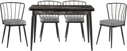 Seloo Set masa extensibila Lima desen marmura neagra cu 4 scaune tapitate Buse