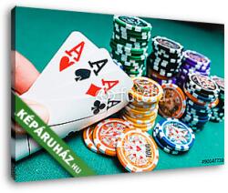 Vászonkép: Premium Kollekció: Póker zsetonok és kártyák(30x20 cm)