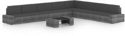 vidaXL Set mobilier de grădină cu perne, 9 piese, gri, poliratan (3067184)