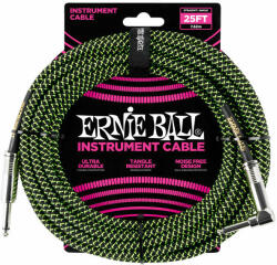 Ernie Ball 6066 szövet hangszerkábel - 7, 65 méter - fekete/zöld