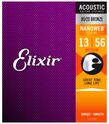 Elixir 11102 NanoWeb Medium Acoustic 80/20 bronz 13-56