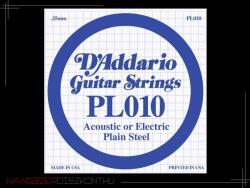 D'Addario PL010 Plain Steel Singles acélhúr