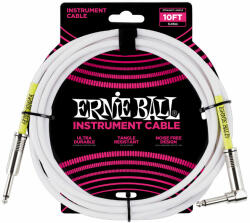 Ernie Ball 6049 egyenes-pipa jack hangszerkábel - 3 méter - fehér