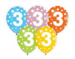 Godan Színes, pöttyös számos lufi 5 db-os szett - 3 (GZ-CYF3) - jatekbolt