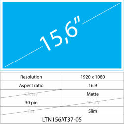 Notebook LCD 15.6 LCD Slim Matt 30 pin Full HD, Matte