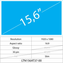 Notebook LCD 15.6 LCD Slim Fényes 30 pin Full HD, Glossy