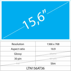 Notebook LCD 15.6 LCD Slim Fényes 30 pin HD, Glossy
