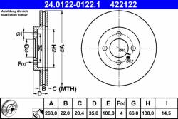 ATE Disc frana ATE 24.0122-0122.1 (24.0122-0122.1) - automobilus