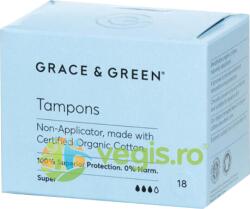 Grace And Green Tampoane fara Aplicator din Bumbac Organic Super 18buc