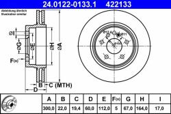 ATE Disc frana ATE 24.0122-0133.1 (24.0122-0133.1)
