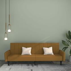 vidaXL Canapea extensibilă cu 2 locuri, maro, catifea (337544) Canapea
