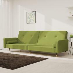 vidaXL Canapea extensibilă cu 2 locuri, 2 perne, verde deschis catifea (337336) Canapea