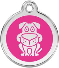 Red Dingo Rozsdamentes kutya mintás acél biléta hot pink - dogshop