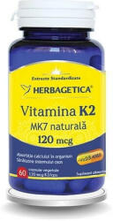 Herbagetica Vitamina K2 MK7 naturala 120 mcg - 60 cps